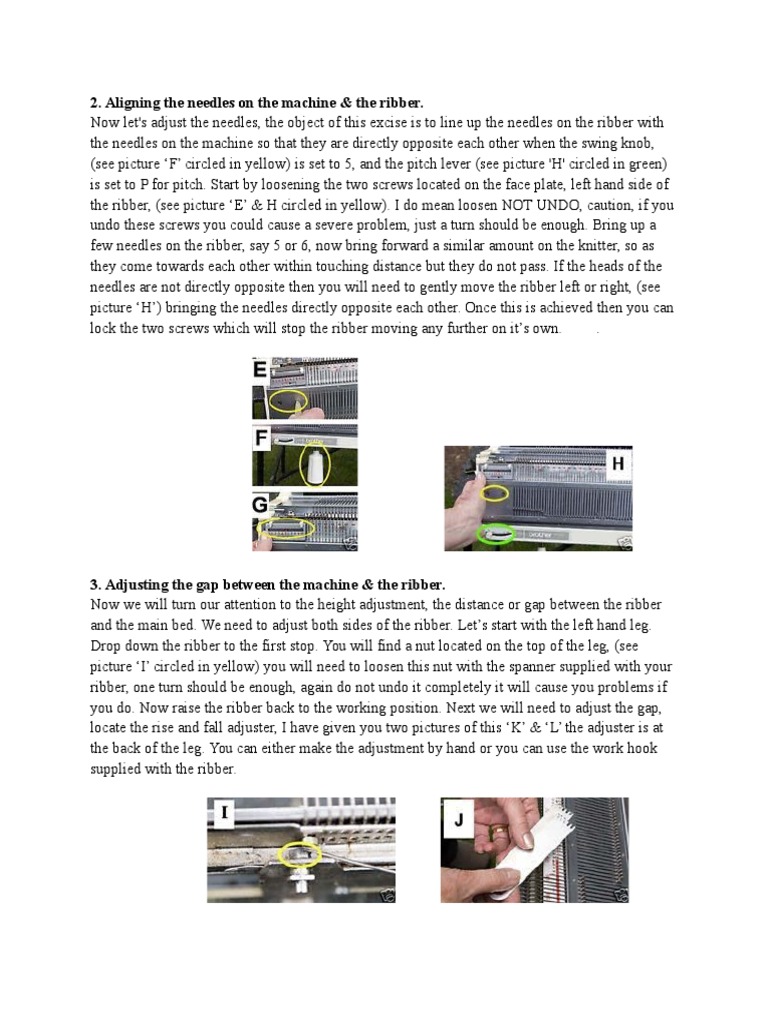 Adjusting Bed Screws for Ribber Alignment | PDF | Knitting | Nature