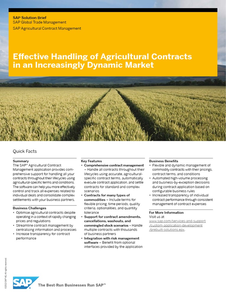 Effective Handling of Agricultural Contracts in an Increasingly Dynamic
