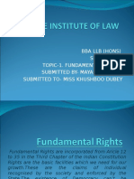 Bba LLB (Hons) Section - A' Topic-1. Fundamental Rights Submitted by - Mayank Solanki Submitted To - Miss Khushboo Dubey