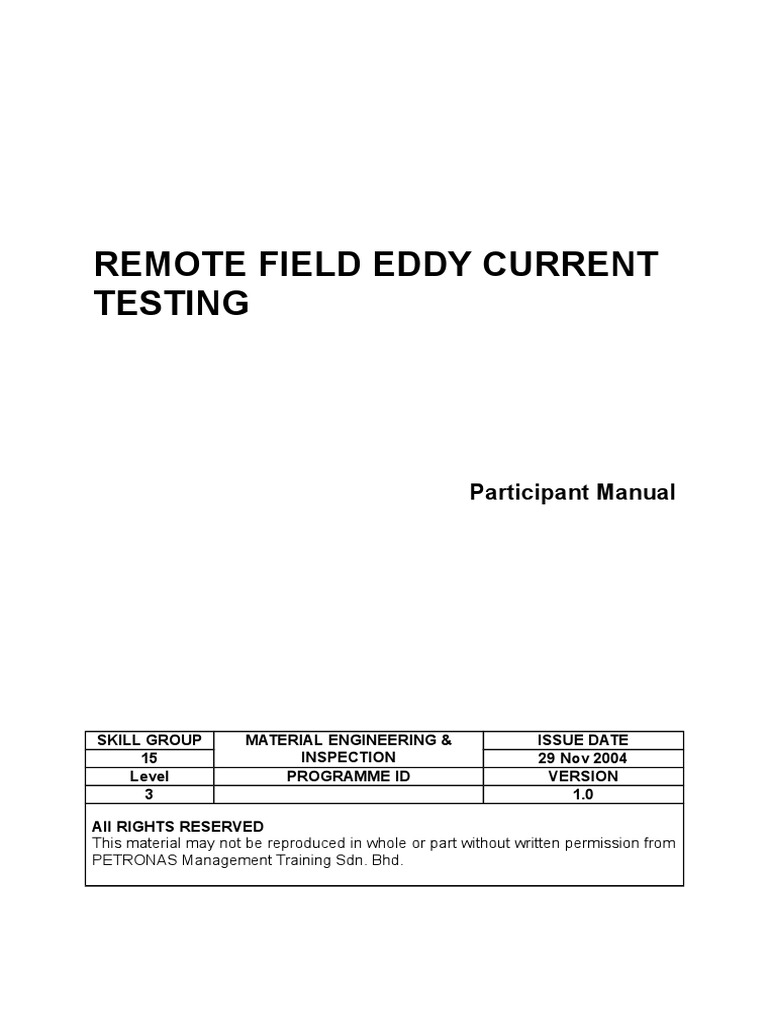 5 Ver 2 Remote Field Eddy Current Testing | PDF | Inductor | Electric ...