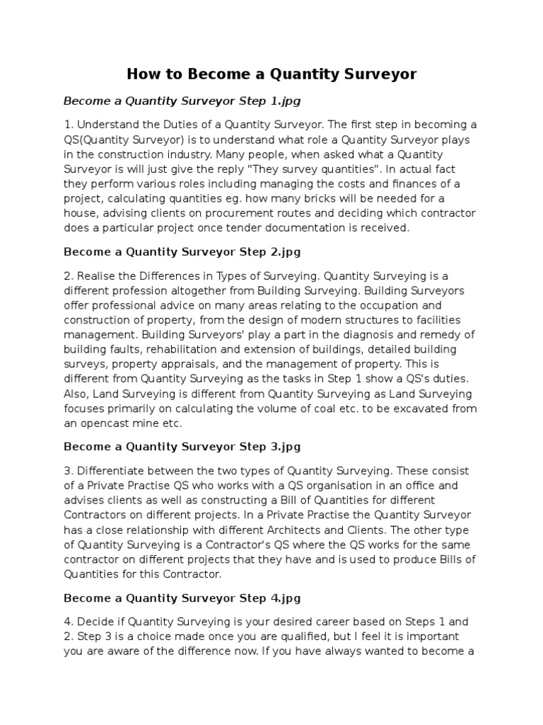 How To Become A Quantity Surveyor Pdf Surveying Business