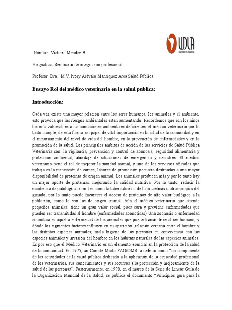 Rol del veterinario en salud pública | PDF | Medicina Veterinaria ...