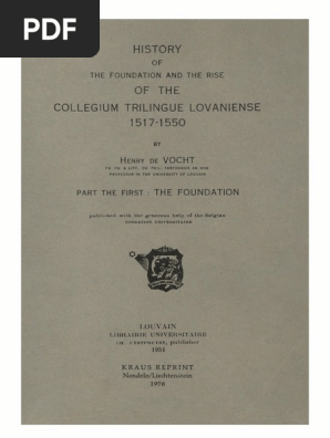 Humanistica Lovaniensia Vol 10 1951 History Of The Foundation