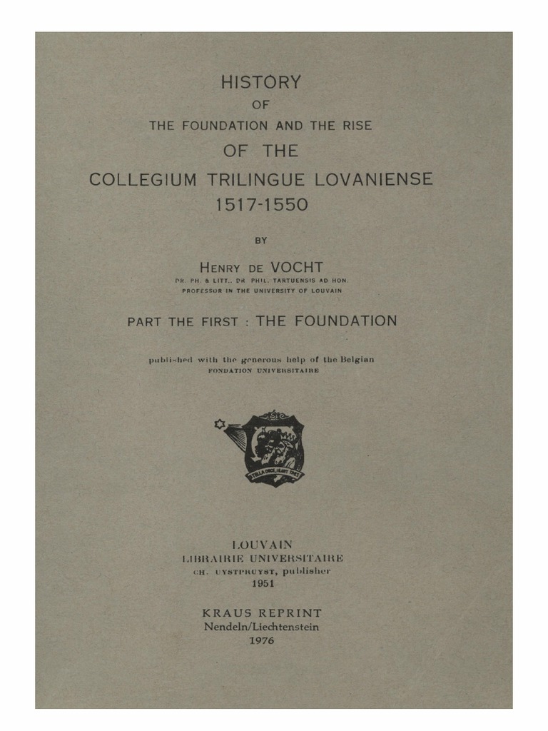 Das Sal Ka Bacha Xxx Sex Video - Humanistica Lovaniensia Vol. 10, 1951 - HISTORY OF THE FOUNDATION AND THE  RISE OF THE COLLEGIUM TRILINGUE LOVANIENSE 1517-1550 - PART THE FIRST - THE  FOUNDATION PDF | PDF