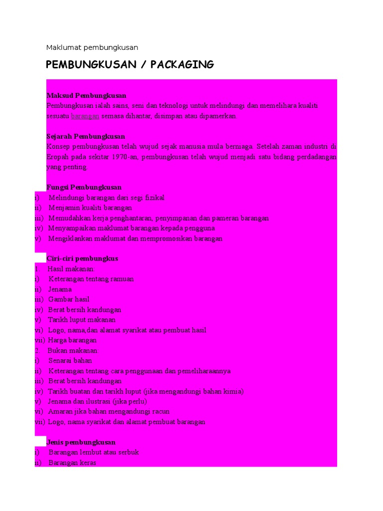 Maklumat Pembungkusan Pdf