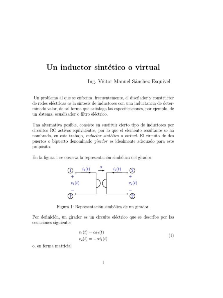 Inductor Virtual en Circuitos Eléctricos | PDF | Inductor | Impedancia ...