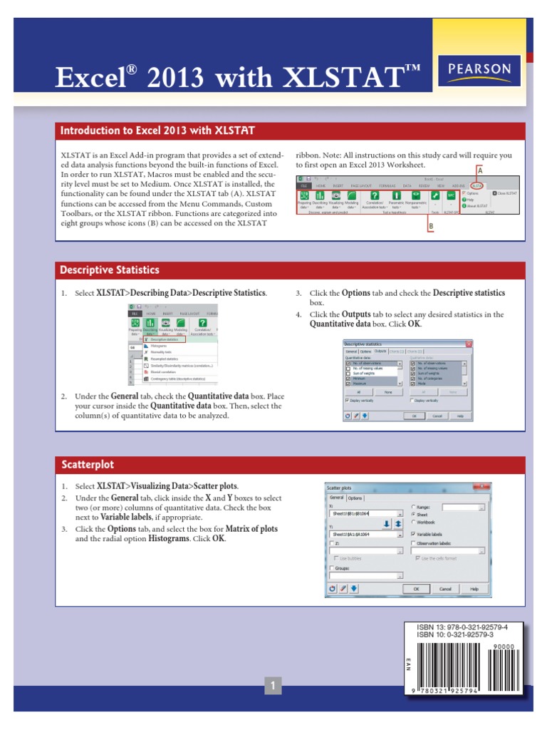 Stats Excel 2013 Xlstat Card PDF PDF Statistical Hypothesis Testing