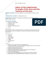 Investigation of The Relationship Between The Length of The Wire and The Resistance of The Wire