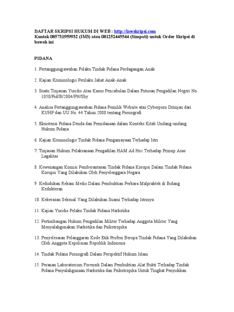 Judul Skripsi Hukum