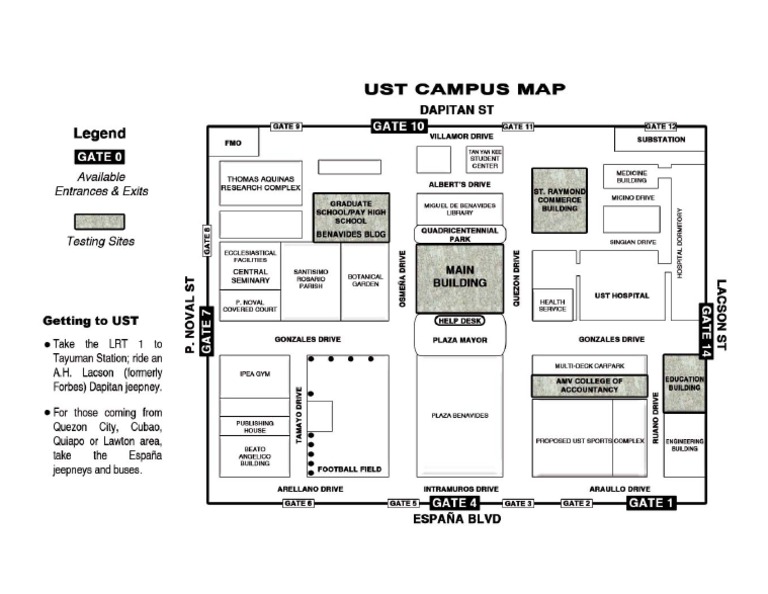 Map of UST (for MANILA Examinees Only)