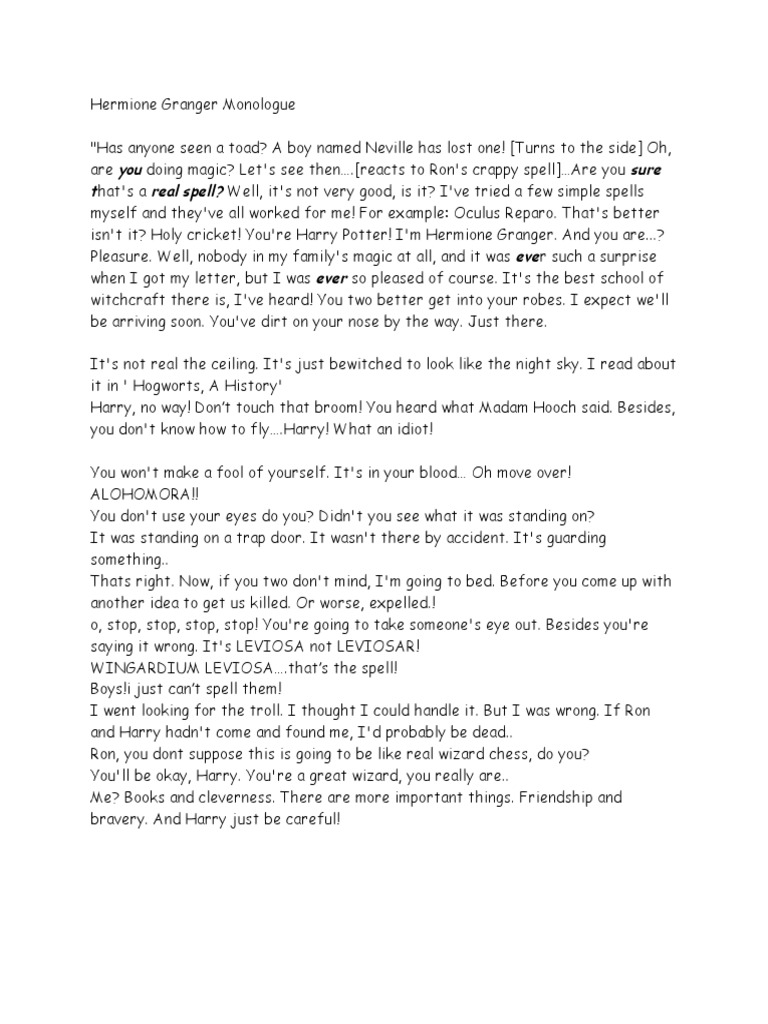 grade sheet music 2 Hermione Granger Monologue grade sheet music 2 Hermione Granger Monologue