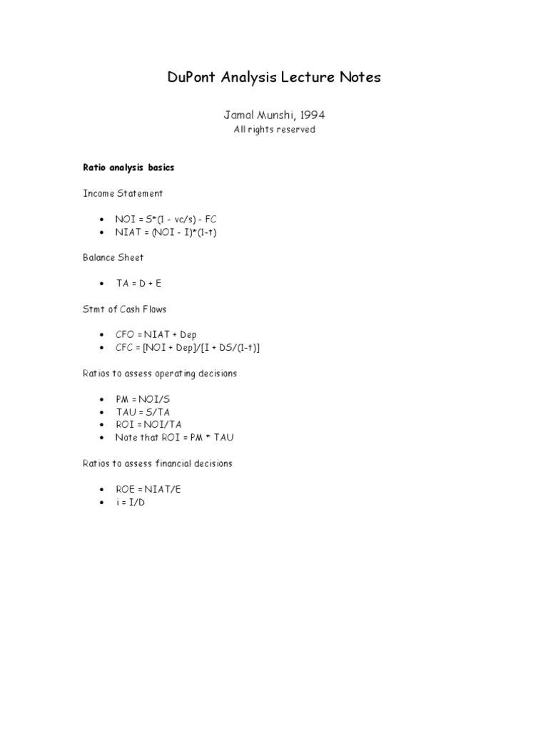 Dupont Analysis | PDF | Leverage (Finance) | Return On Investment