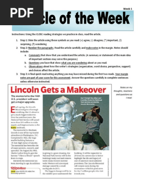 5th Grade, Article of the Week #1