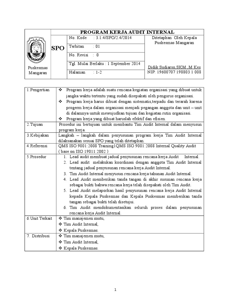 Contoh Program Kerja Audit Internal Perusahaan - IMAGESEE