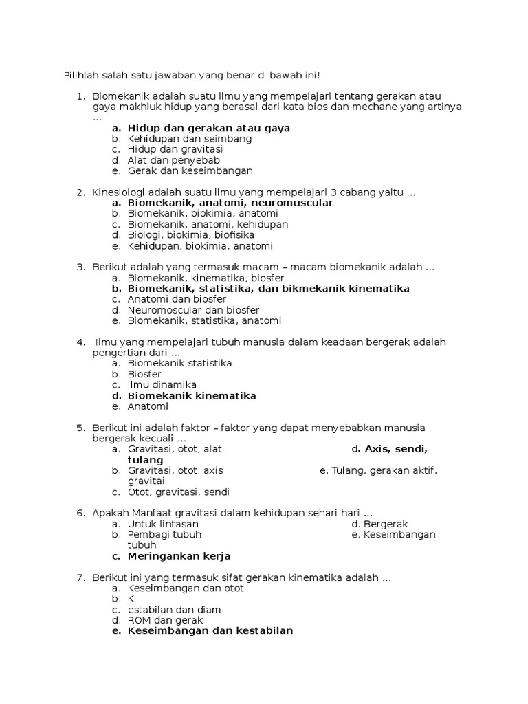 Soal Biomekanik