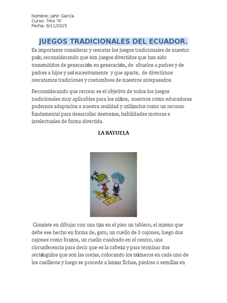 Juegos Tradicionales Del Ecuador Ocio