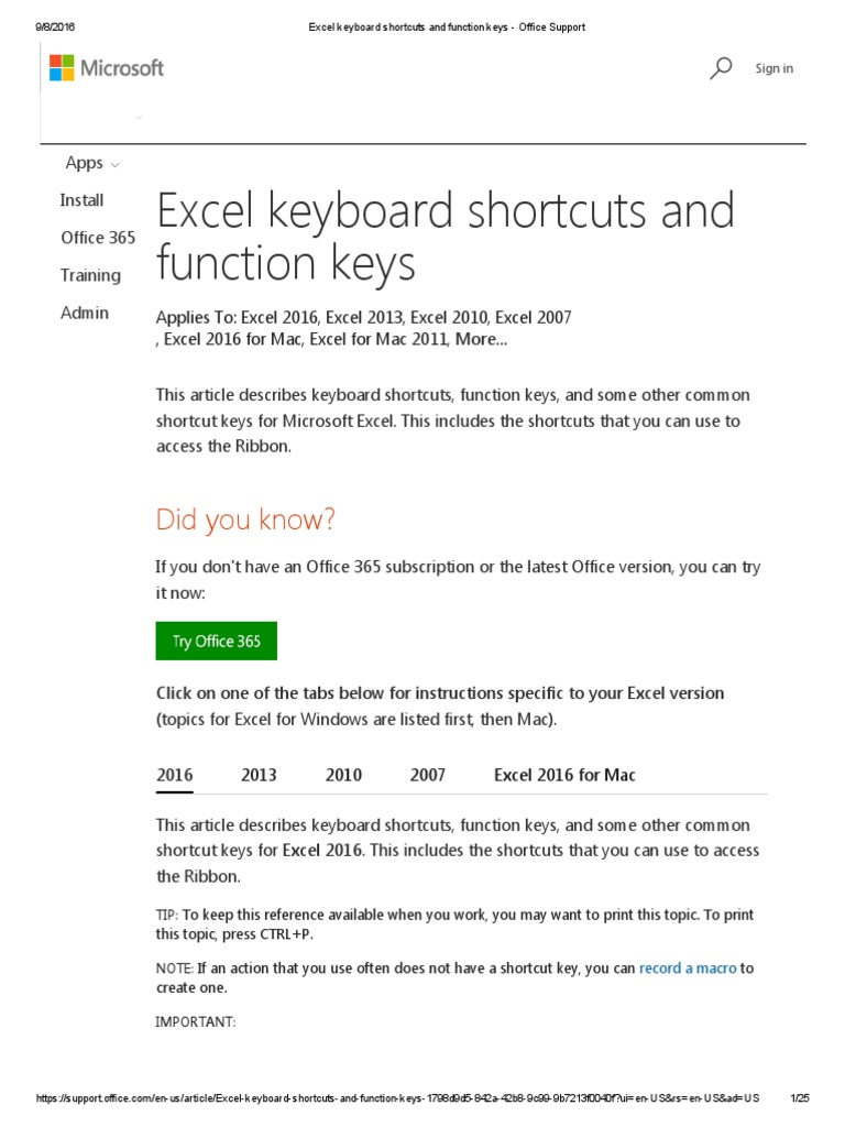 Download Excel Shortcut Keys Pdf