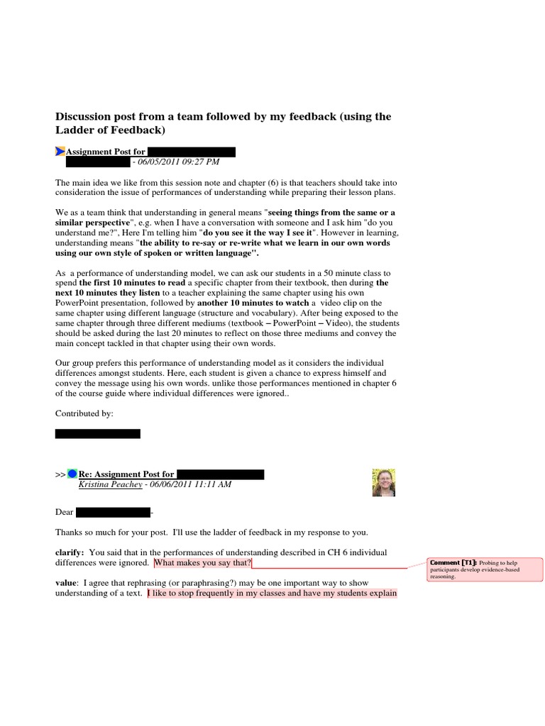 ladder of feedback model Understanding Educational Assessment Free 30day Trial Scribd