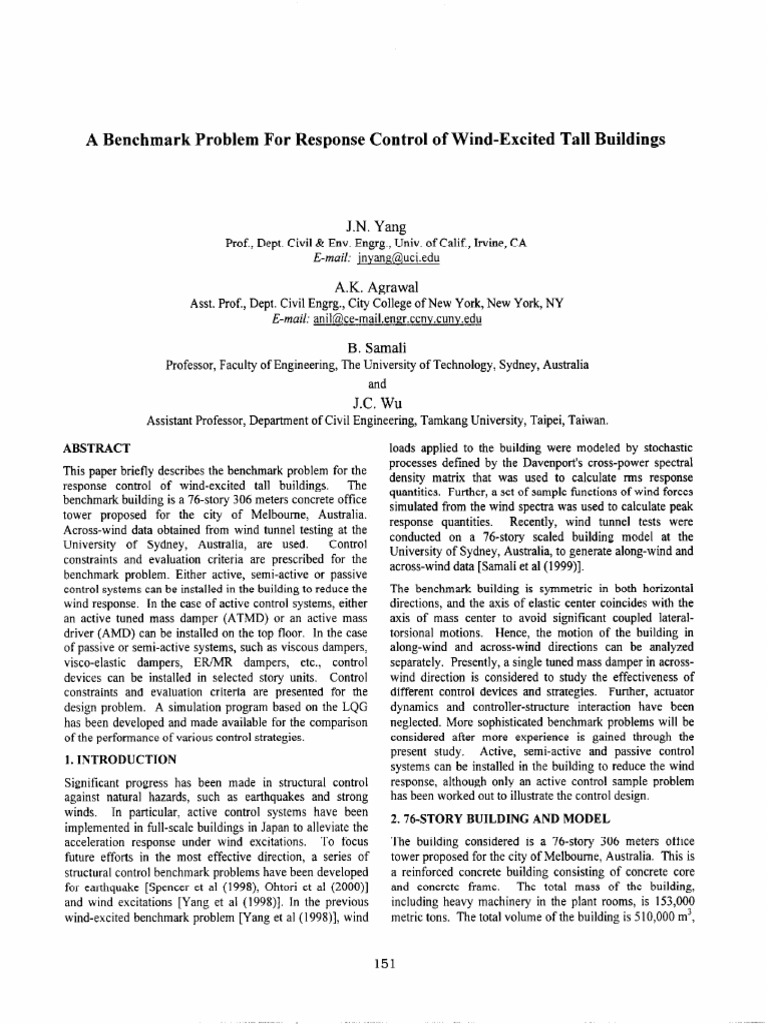 A Benchmark Problem For Response Control of Wind-Excited Tall Buildings ...
