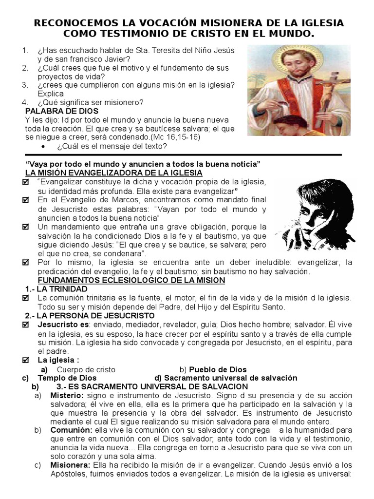 Vocación Misionera de la Iglesia | PDF | eucaristía | Evangelización