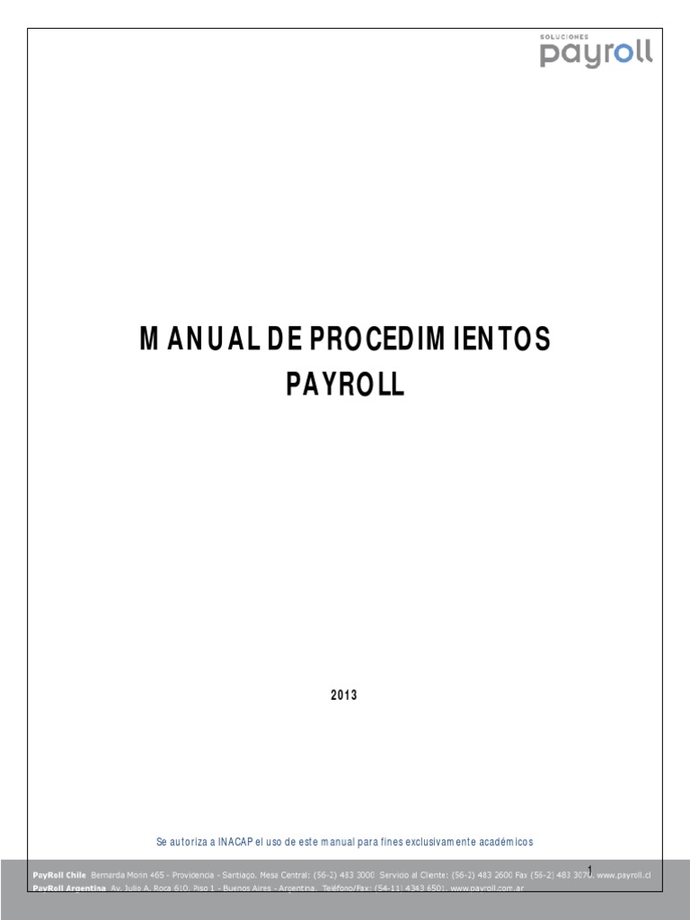 Manual de Procedimientos Payroll Chile | PDF | Point and Click | Tabla ...