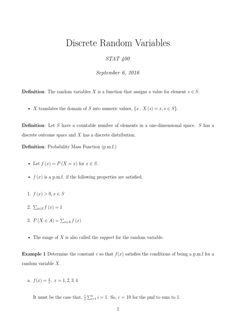 Understanding Discrete Random Variables | PDF