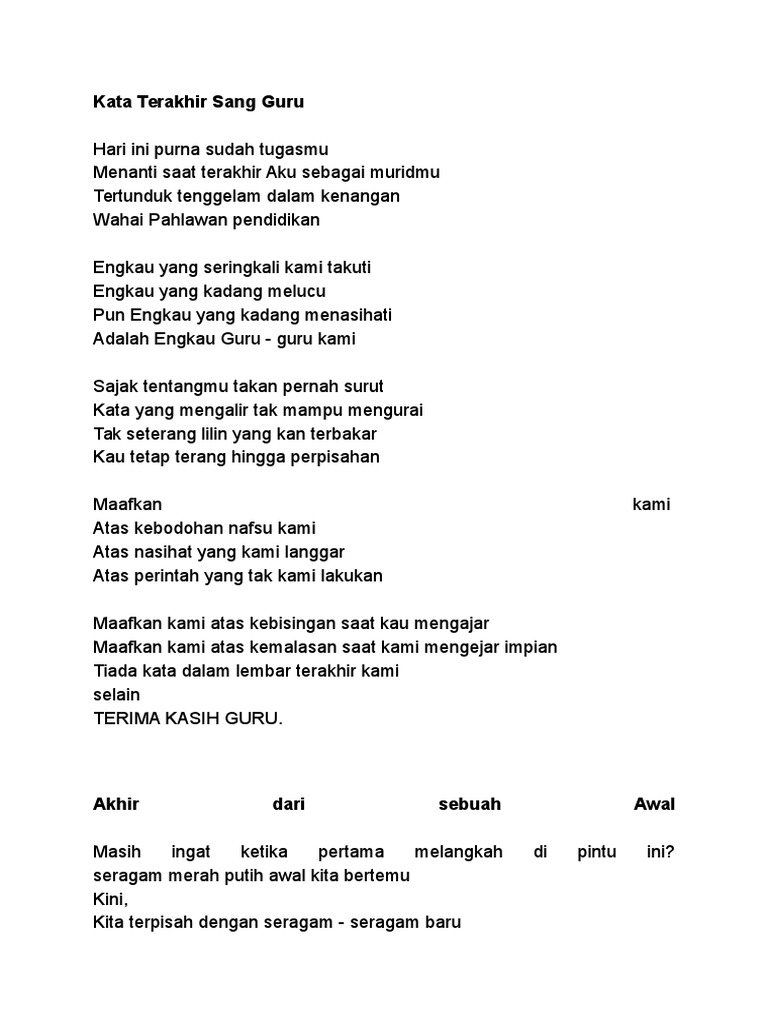 Puisi Perpisahan Sekolah