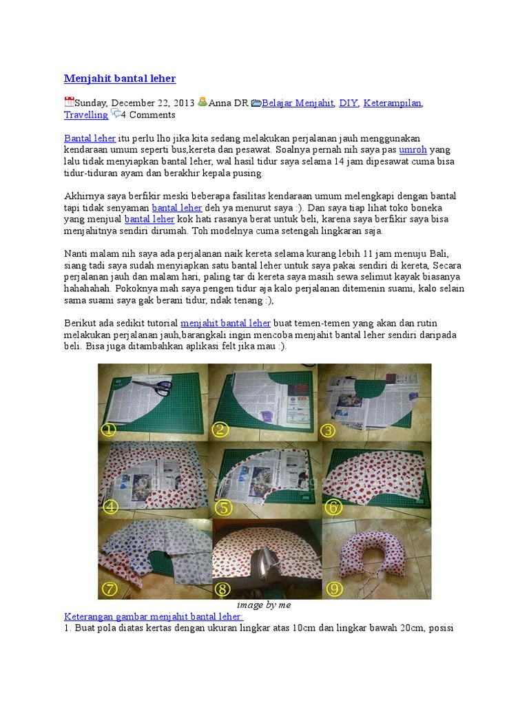 Cara Menjahit Bantal Leher