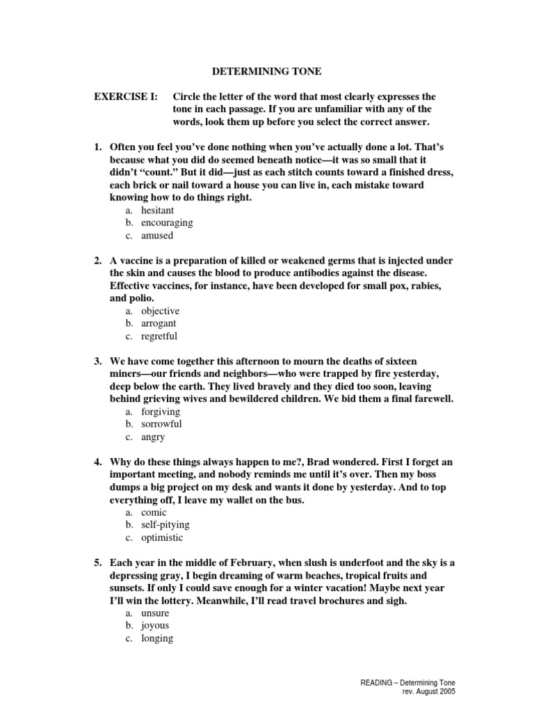 Determining Tone | Download Free PDF | Emotions | Wellness