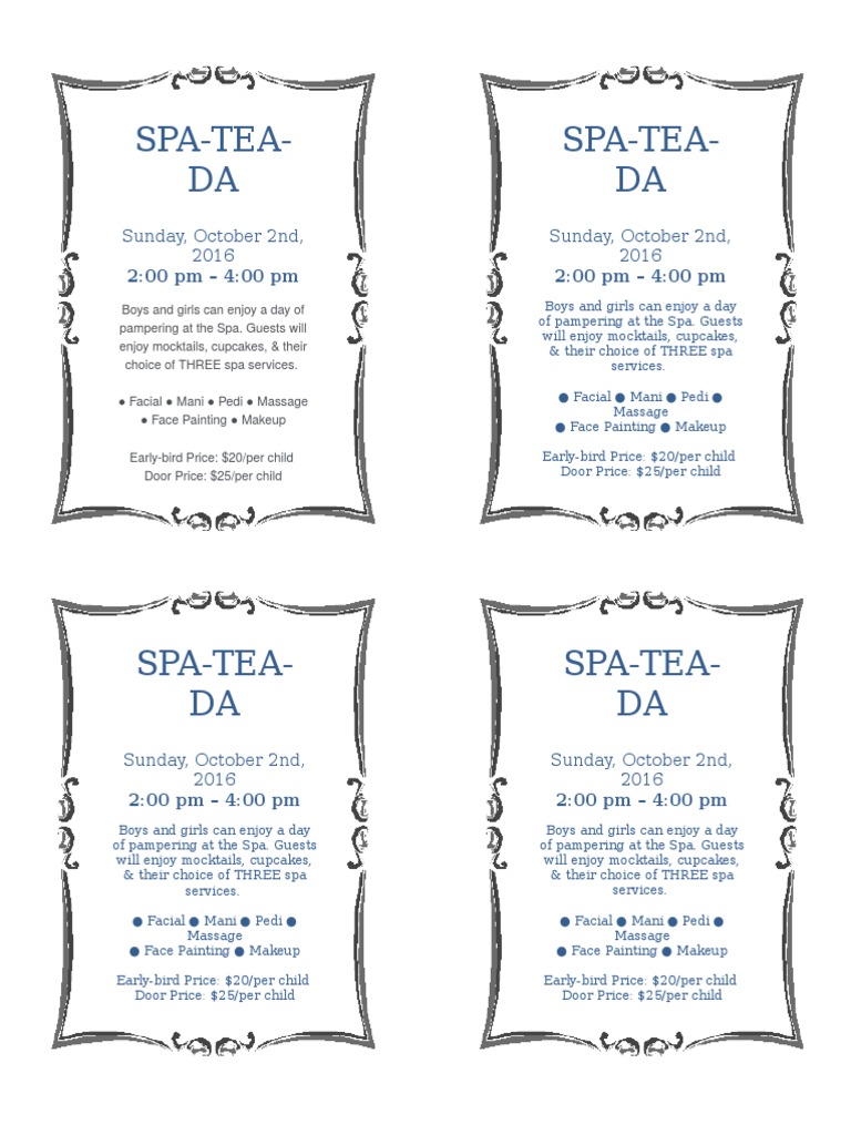Spa Tea Da, Event Flyer | PDF