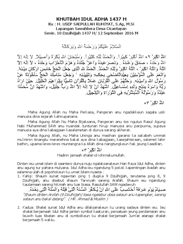 Khutbah Idul Adha Bahasa Sunda PDF