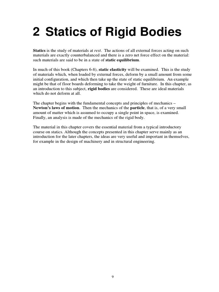 Fundamentals of Static Rigid Bodies | PDF