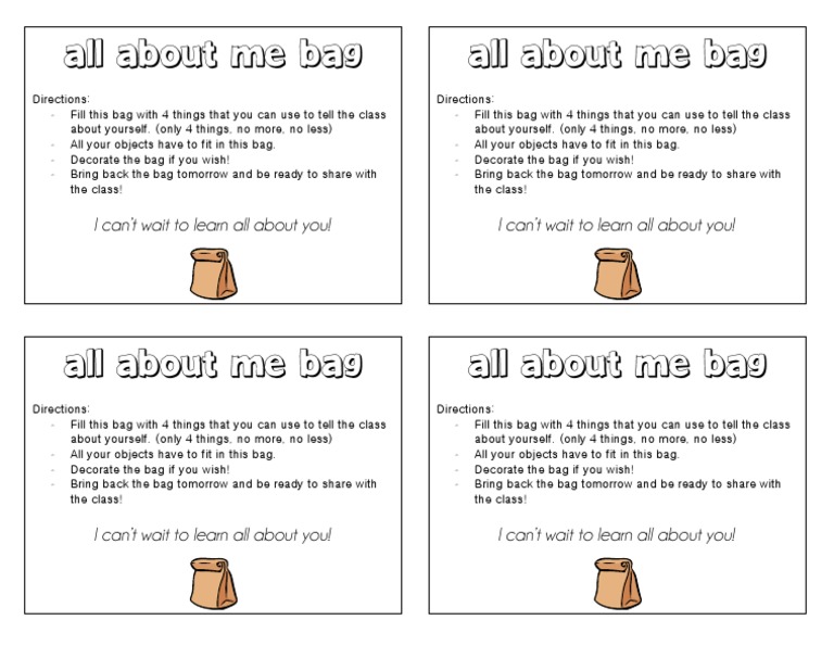 All About Me Bag PDF