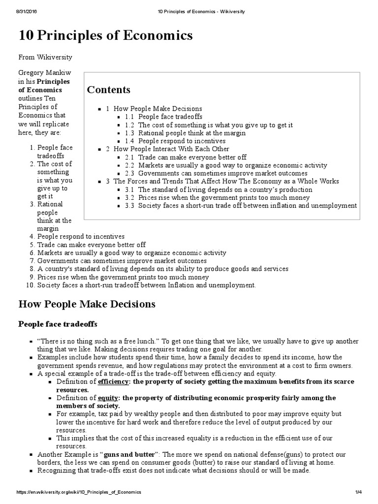 Ten Principles of Economics Explained | PDF | Market Failure | Economics