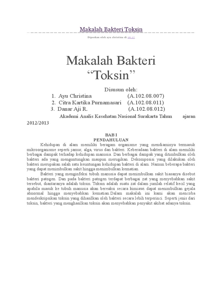 Toksin Bakteri: Jenis dan Dampaknya | PDF | Pengembangan Diri