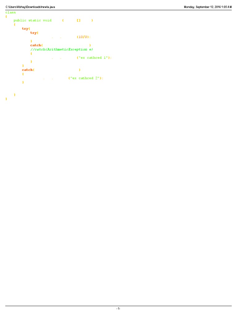 catch (Arithmeticexception E) : Try Try | PDF