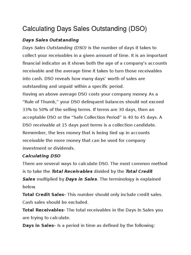 DSO Calculation Methods and Examples | PDF | Financial Economics | Money