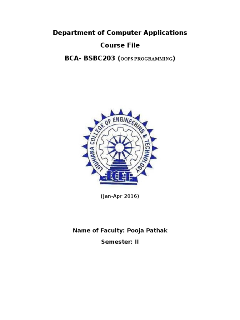 BCA OOPS Programming Course Plan | PDF