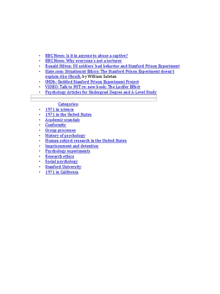 Stanford Prison Experiment PDF Behavioural Sciences Prison