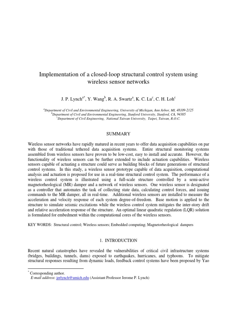 Implementation of A Closed-Loop Structural Control System Using ...
