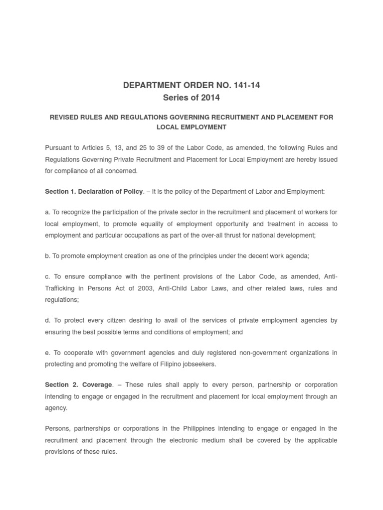 Revised Rules for Local Recruitment | PDF | Employment | Sole ...