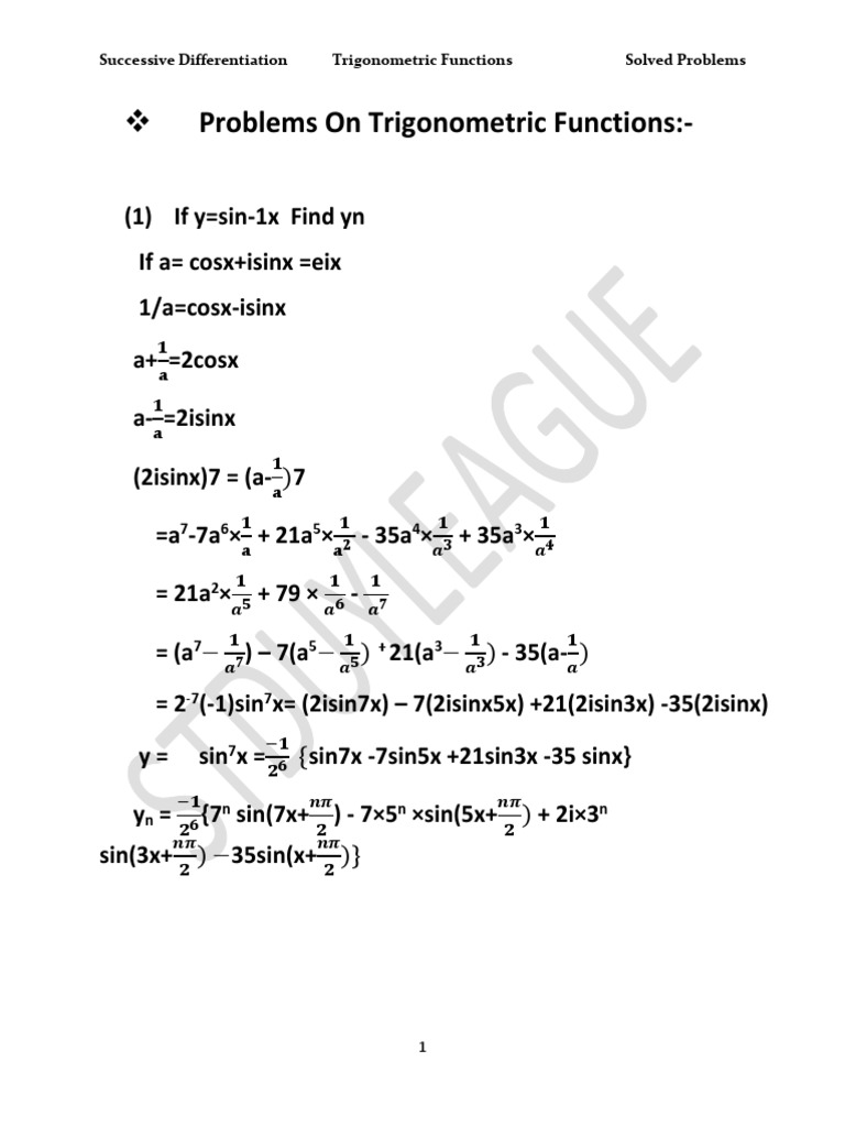 4.problems On Trignometric Functions | PDF | Trigonometric Functions | Sine