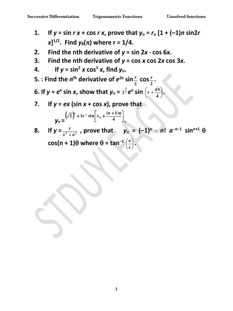 4.problems On Trignometric Functions | PDF