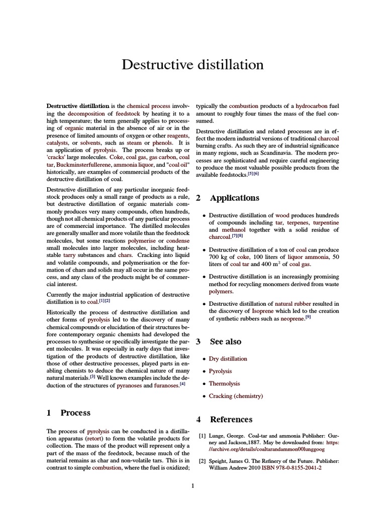 Destructive Distillation PDF PDF Chemical Process Engineering Fuels