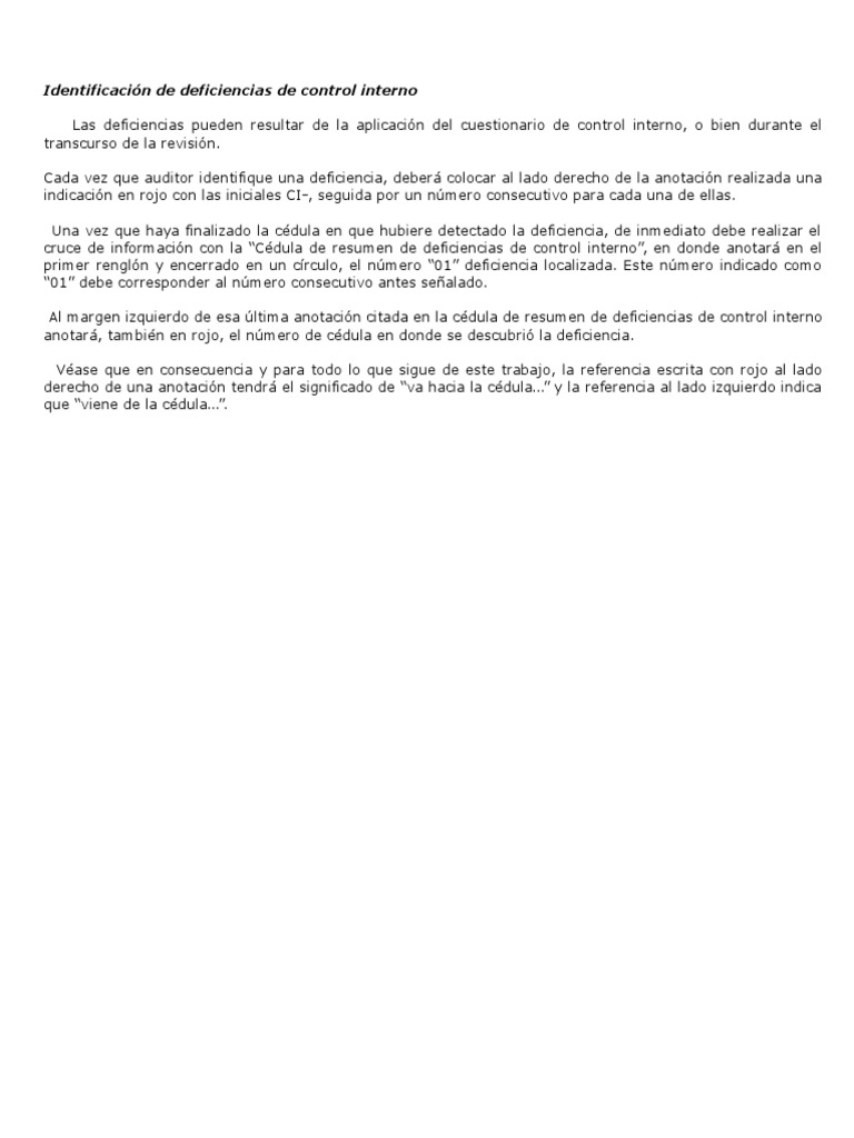 Identificación de Deficiencias de Control Interno | PDF | Cheque ...