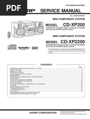 Sharp Cd Xp0 Xp20 Sm Pdf Compact Cassette Resistor