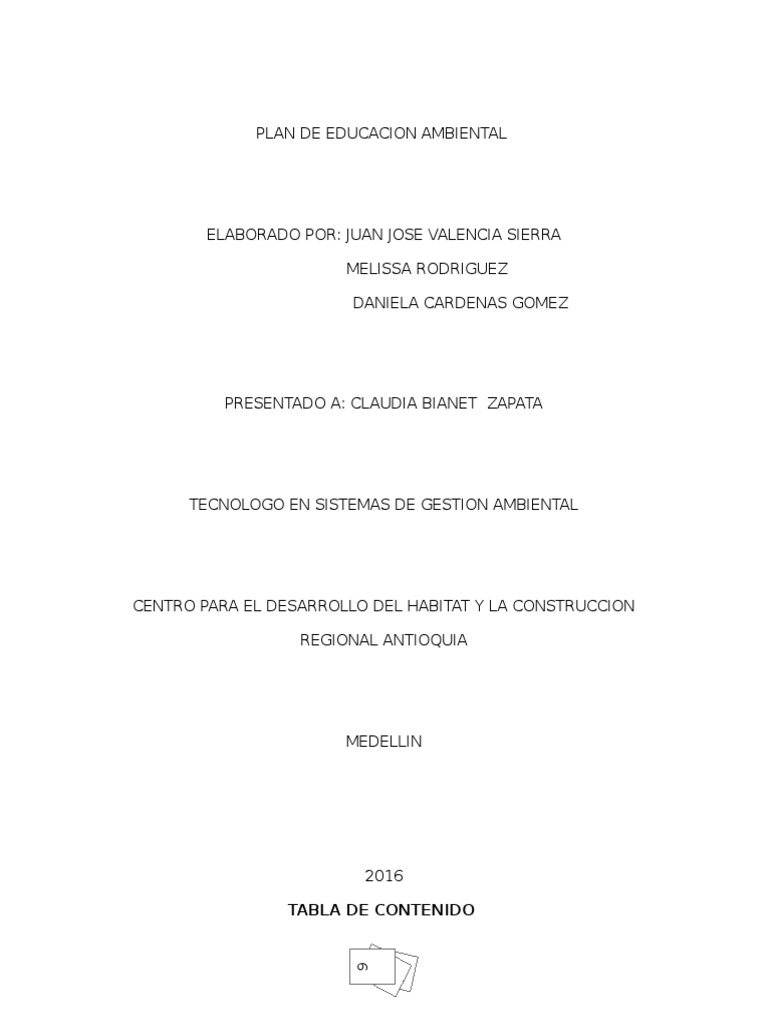 Plan de Educacion Ambiental | PDF | Residuos | Desarrollo sostenible