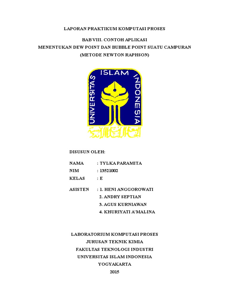 Laporan Praktikum Komputasi Proses BAB VIII CONTOH