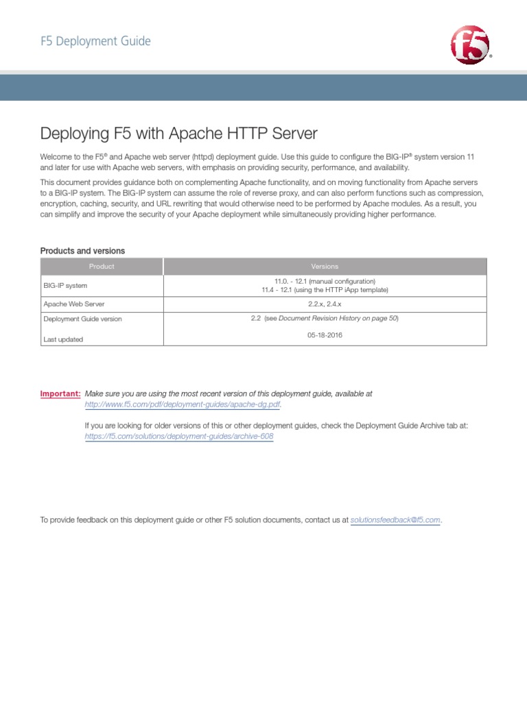 Apache With F5 Big Ip Deploy Transport Layer Security Apache Http Server