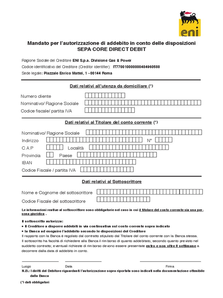 Modulo Sepa Aggiornato | PDF